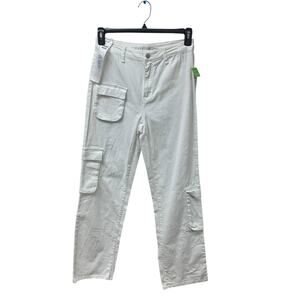 NWT New Tinseltown Juniors Size 7 White High Rise Baggy Straight Denim Jeans